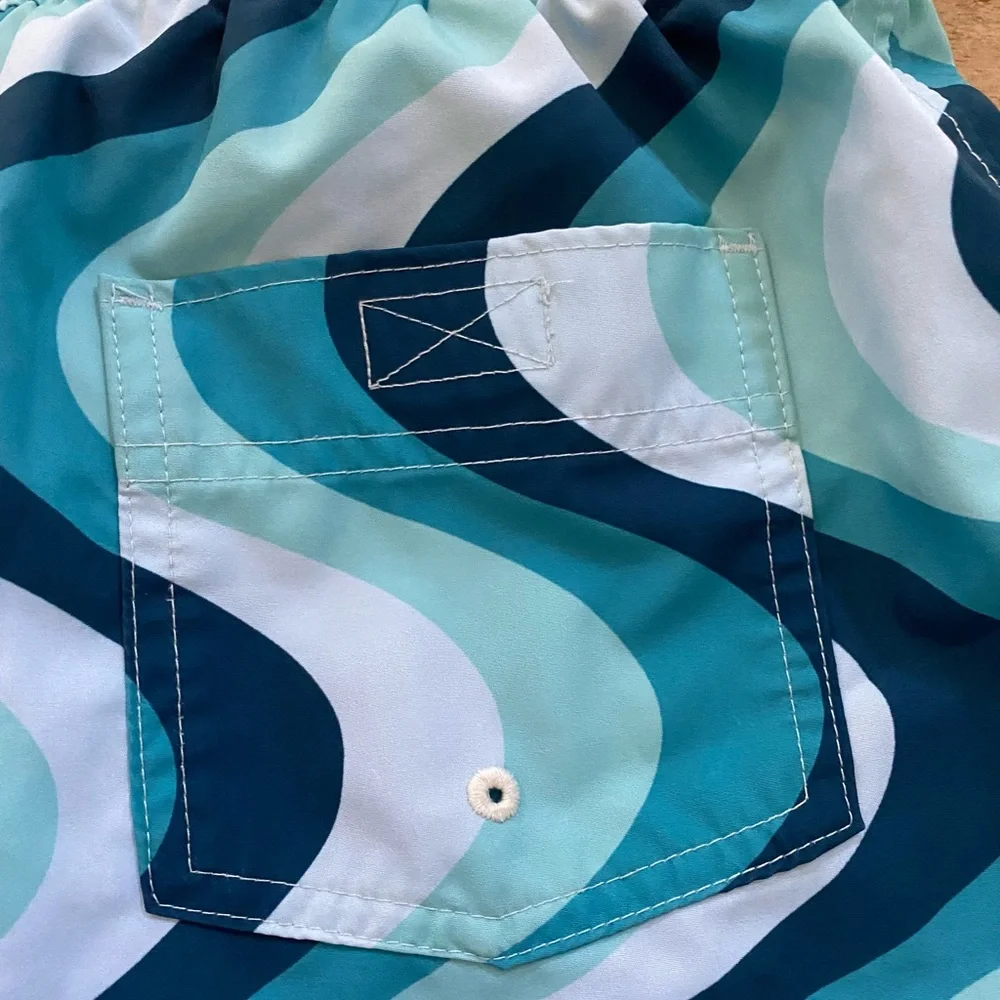 Abercrombie‎ Kids Boys’ Sz 13/14 Blue Wave Graphic Swim Trunks